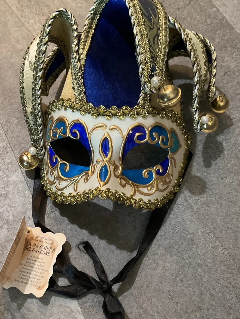Pier 1 Blue, Gold and White Venetian Jester Masquerade